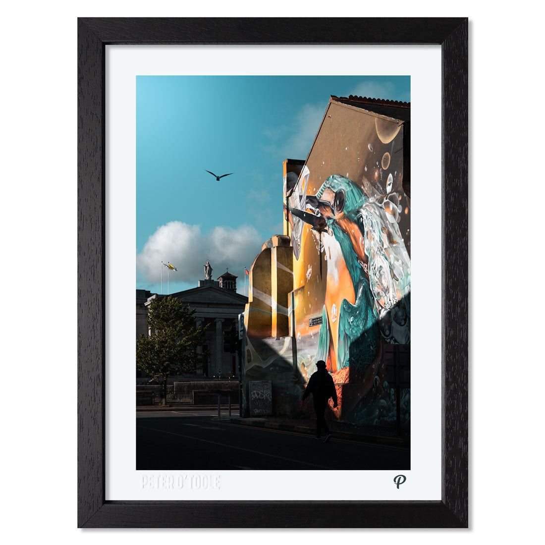 Curtis Hylton's Kingfisher Mural on Lapp's Quay Print (Framed)