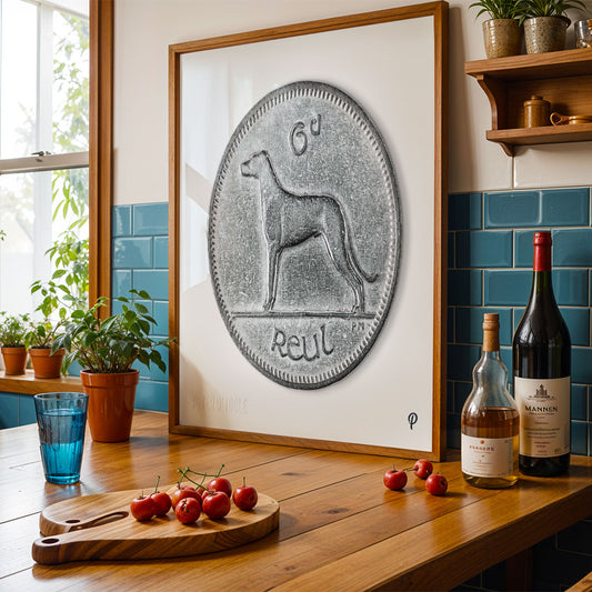 6p Irish Wolfhound Coin Print