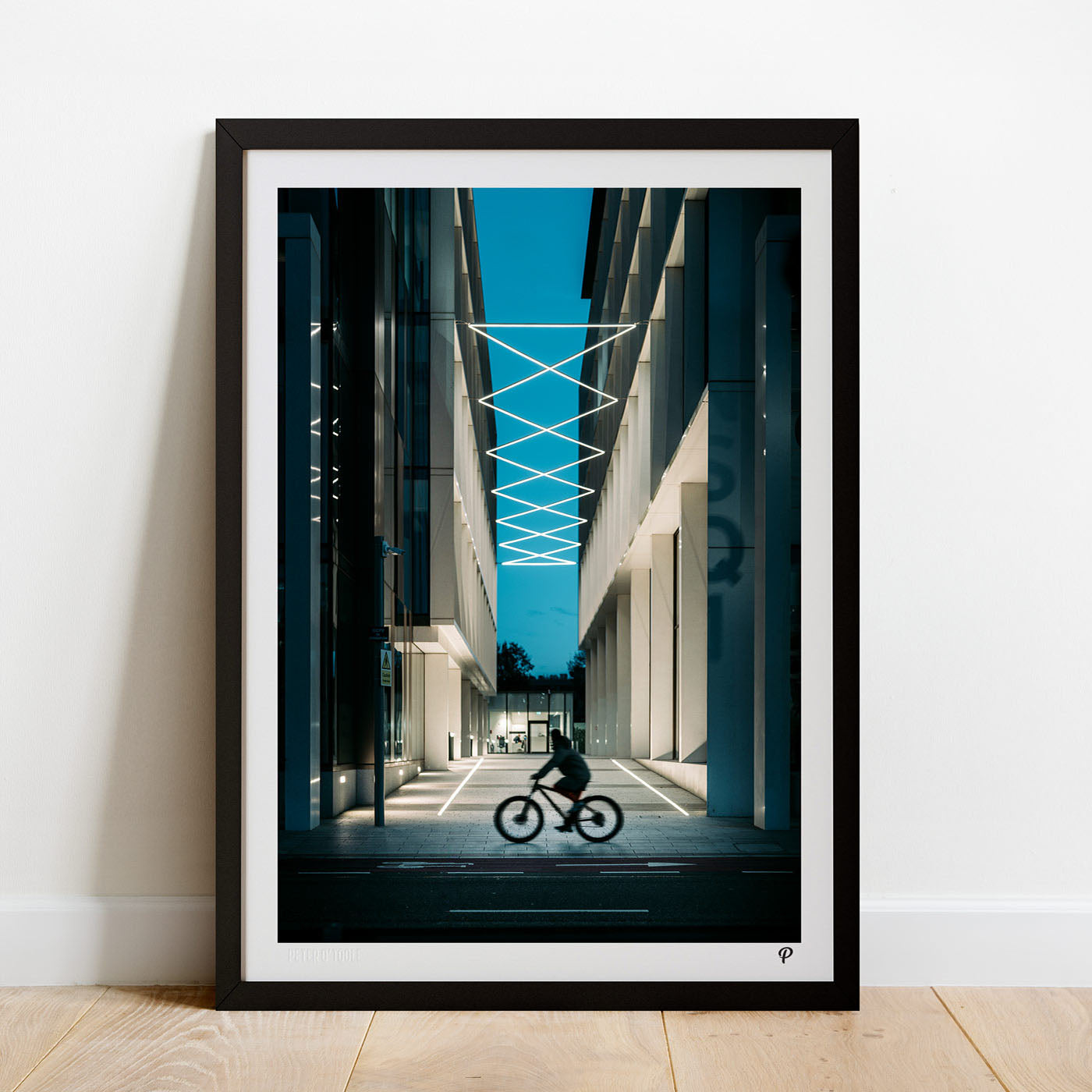 Cyclist Passing Navigation Square Print