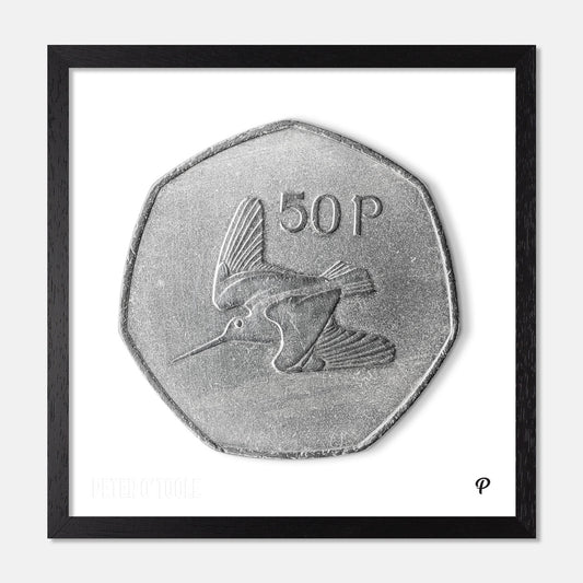 50p Woodcock Bird Coin Print