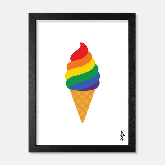 Rainbow Ice-Cream Cone - Print