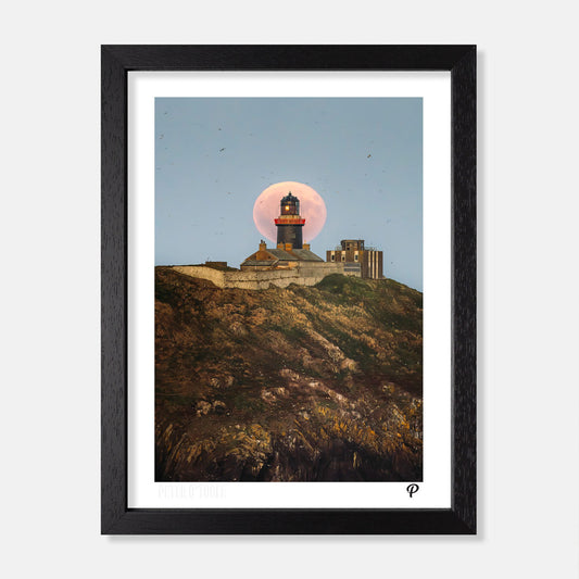 Harvest Supermoon Over Ballycotton Lighthouse Print