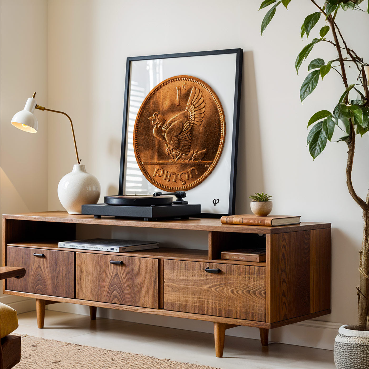 One Penny/Pingin Uncirculated Hen & Chicks Coin Print