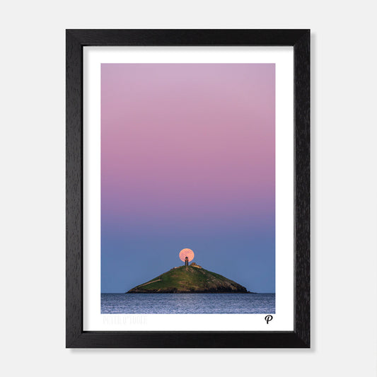 Pink Moon Over Ballycotton Lighthouse Print (Portrait)