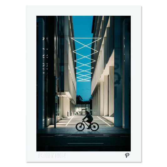Cyclist Passing Navigation Square Print