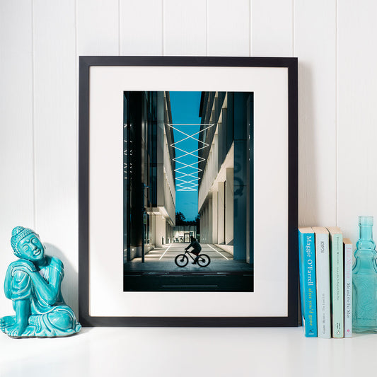 Cyclist Passing Navigation Square Print