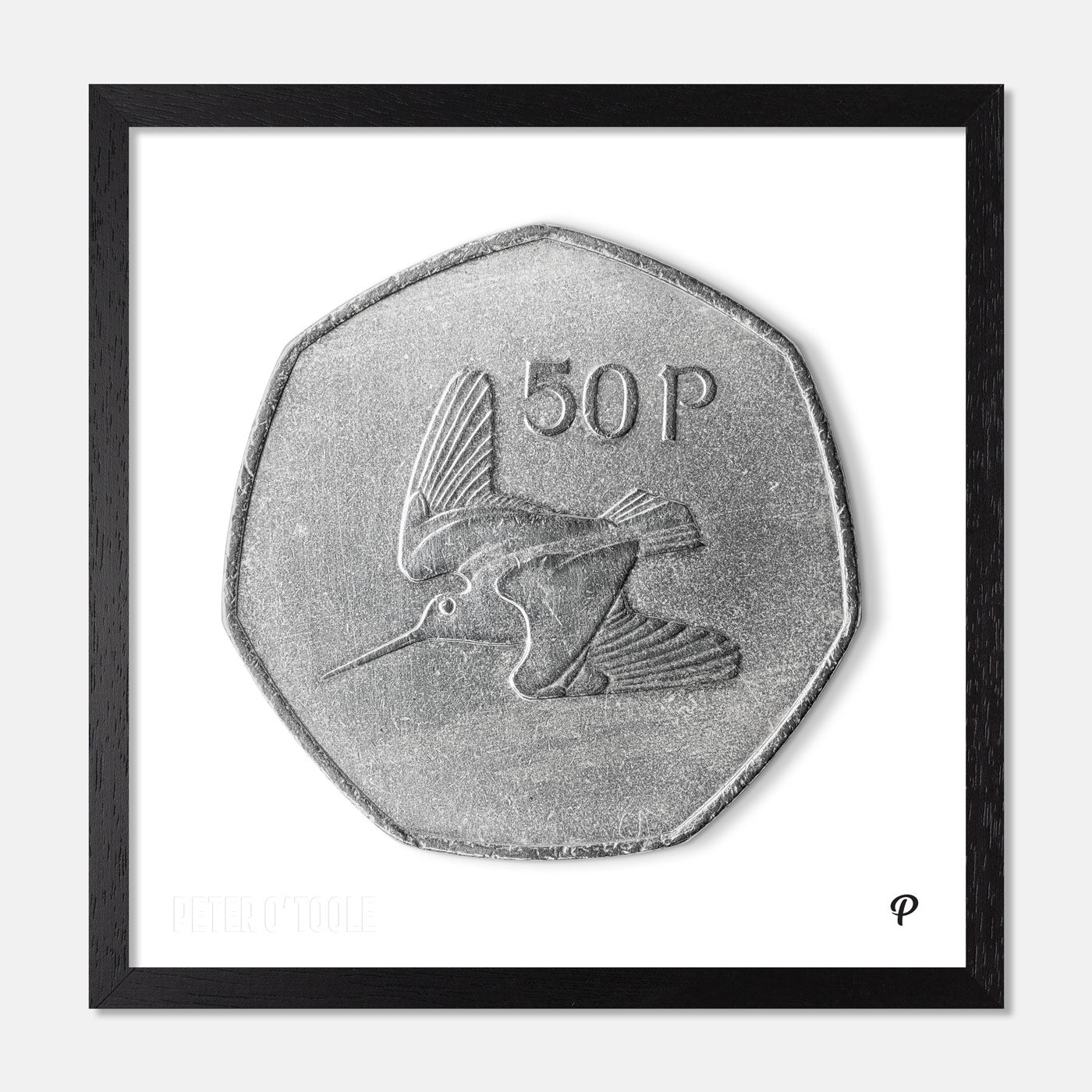 50p Woodcock Bird Coin Print