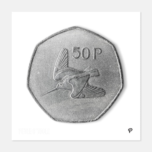 50p Woodcock Bird Coin Print