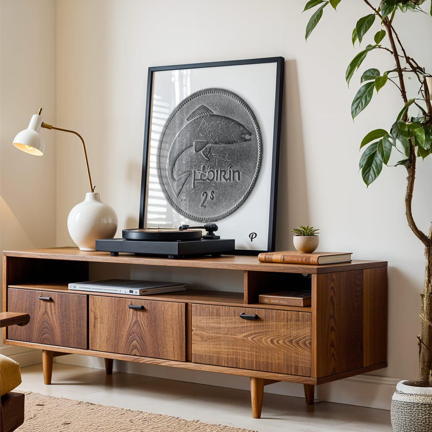 2 Scilling Flórín Salmon Coin Print