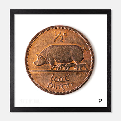 Half Penny/Leath Phingin Sow & Piglets Coin Print