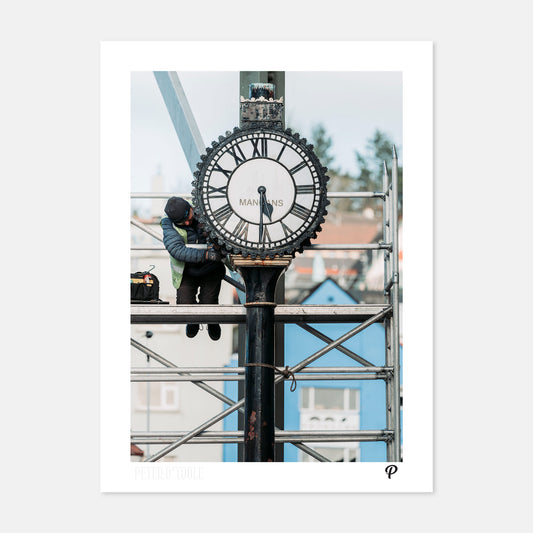 Mangan's Clock Being Repaired Print