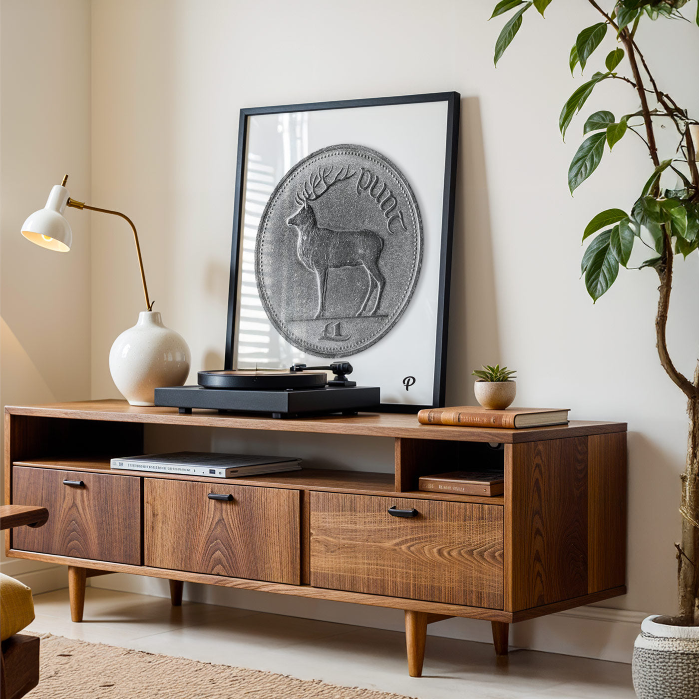 One Pound Deer Coin Print