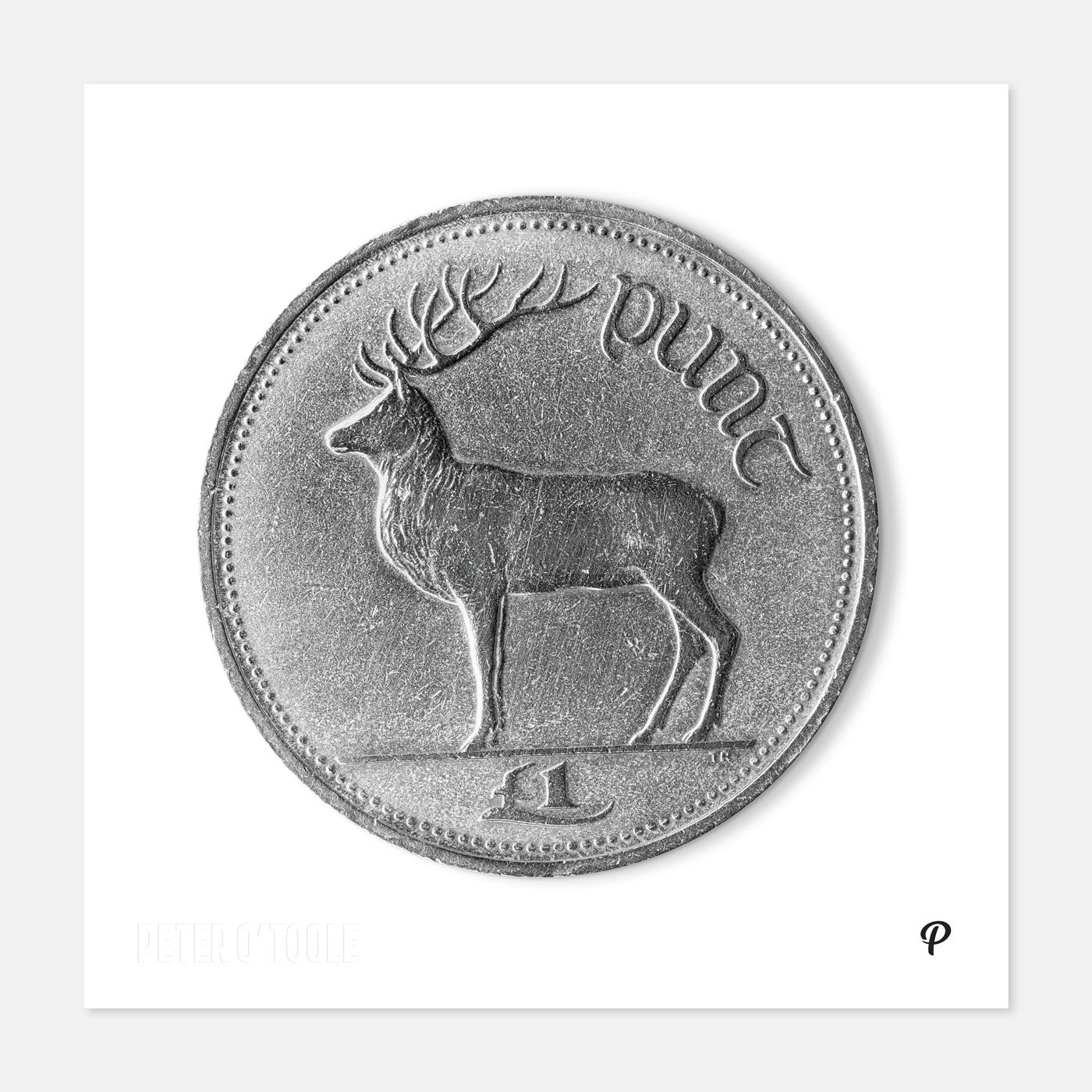 One Pound Deer Coin Print