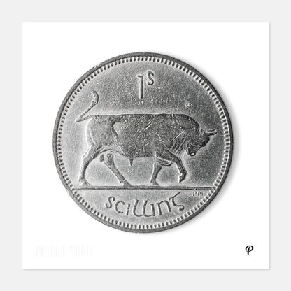 One Scilling Bull Coin Print