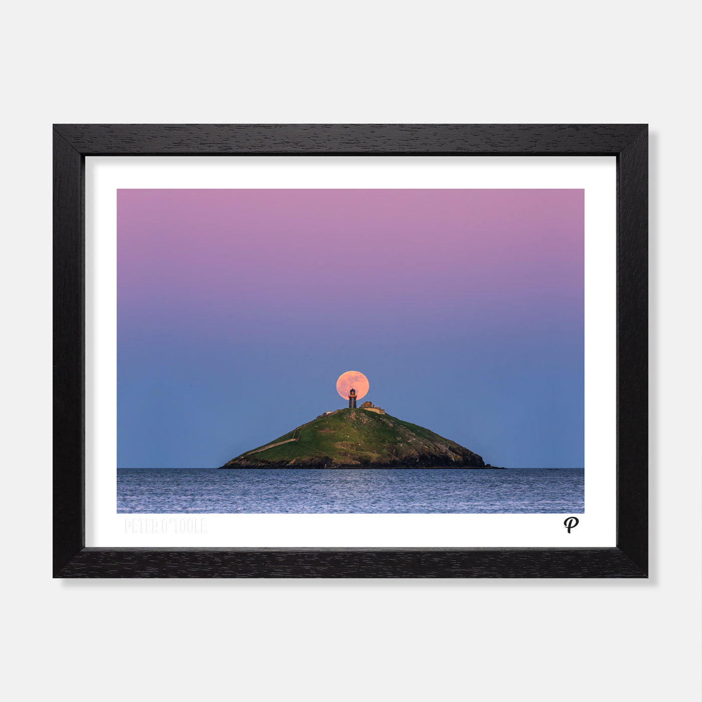 Pink Moon Over Ballycotton Lighthouse Print (Landscape)