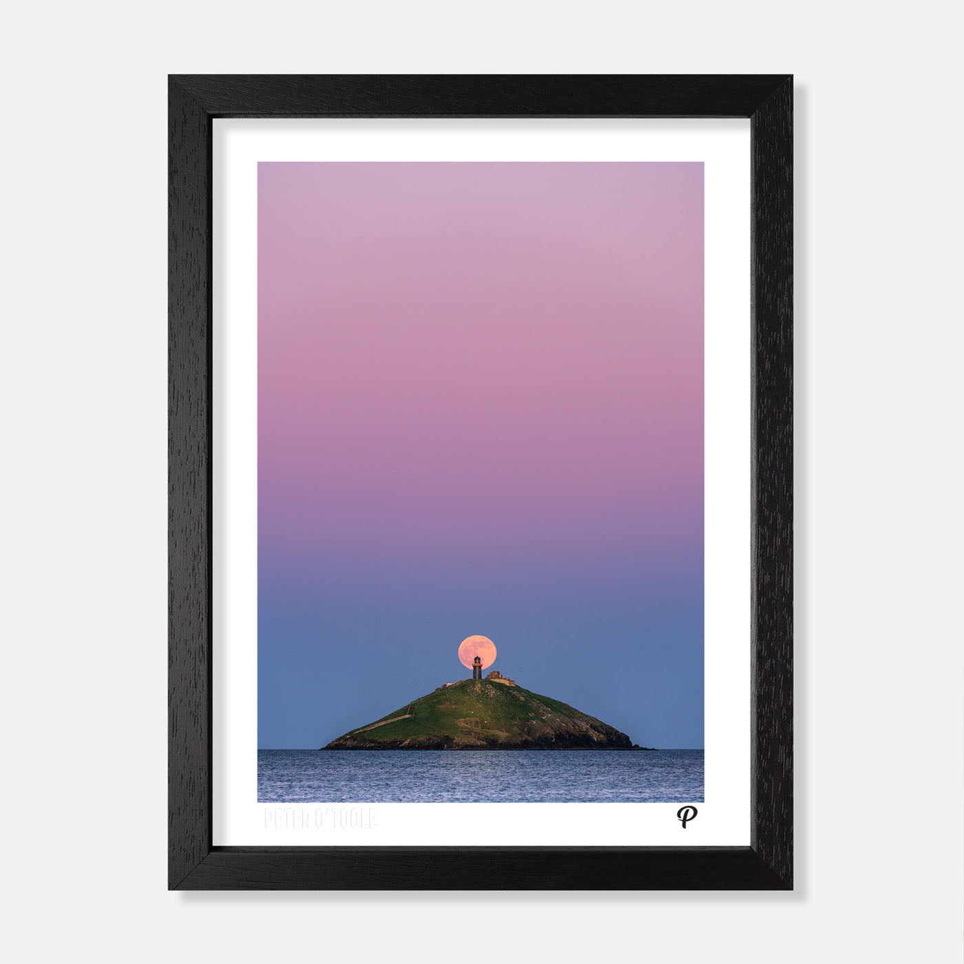 Pink Moon Over Ballycotton Lighthouse Print (Portrait)