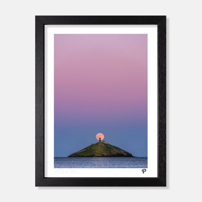 Pink Moon Over Ballycotton Lighthouse Print (Portrait)