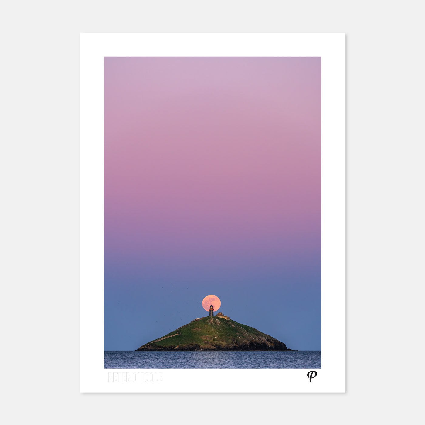 Pink Moon Over Ballycotton Lighthouse Print (Portrait)