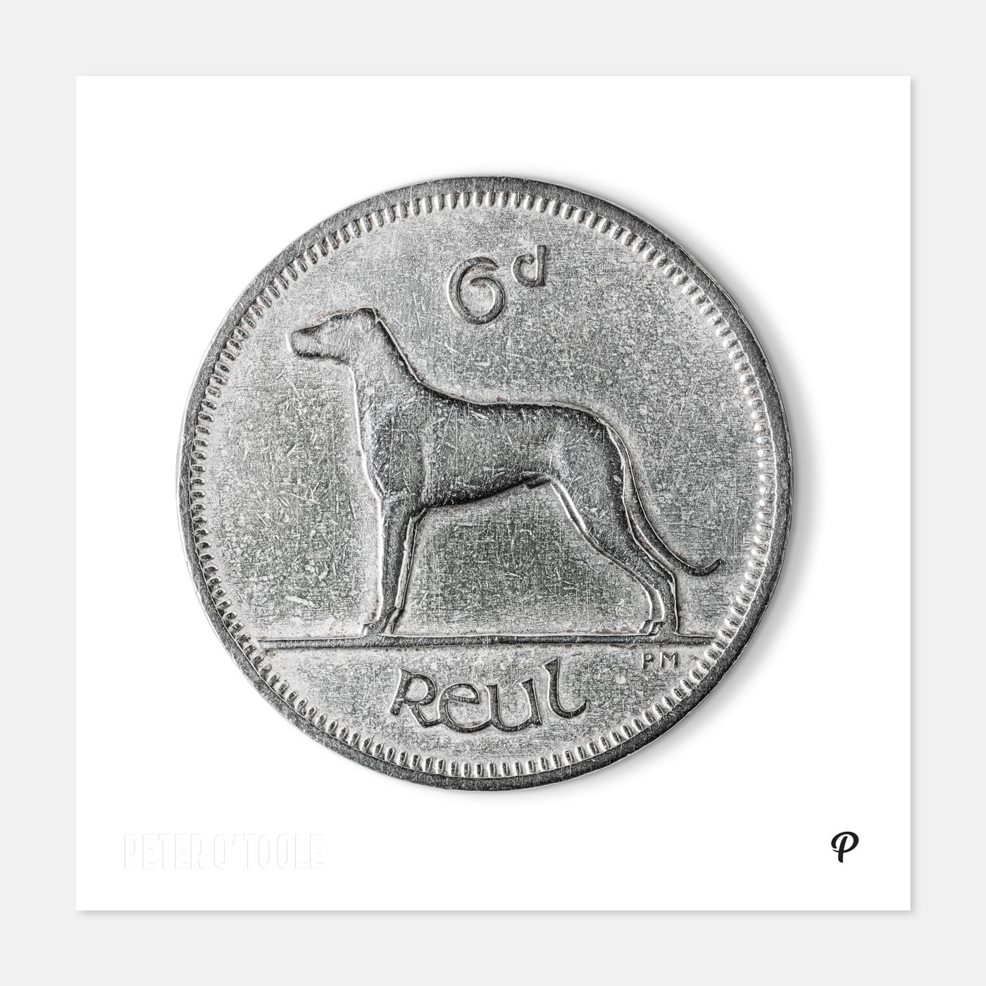 6p Irish Wolfhound Coin Print